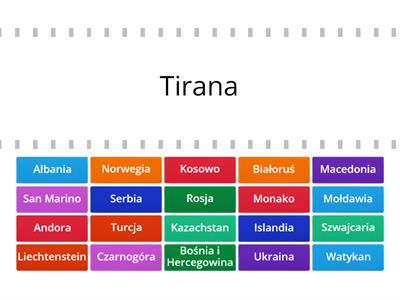 Państwa i stolice Europy nie będące w UE