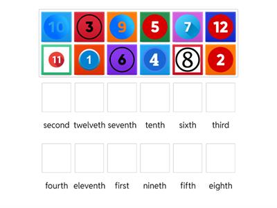 Ordinal numbers 1-12