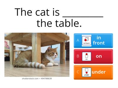 In, On, Under, In front and Behind Quiz 