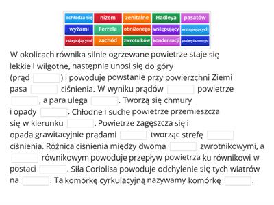 Cyrkulacja atmosferyczna i monsunowa - powtórzenie