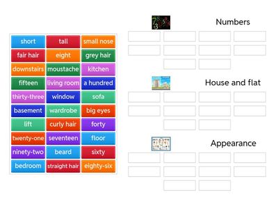Sort the words in three groups 