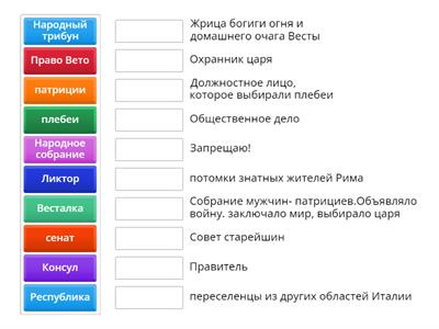 Работа с понятиями по теме: Древний Рим.