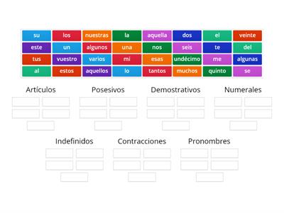 Clasifica los determinantes y los pronombres