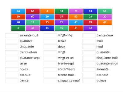 Копия les nombres de 0 à 60