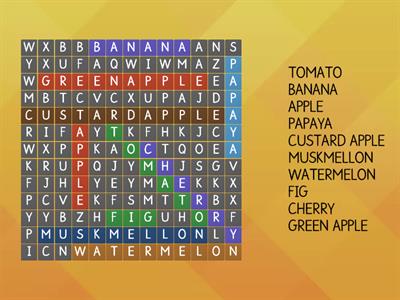 Fruit Crossword Puzzle