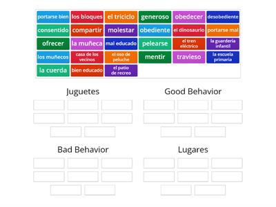 Vocabulario 4A - Cuando eramos Ninos 