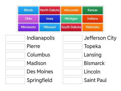 Midwest states and capitals
