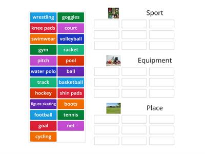 Sport, place, equipment