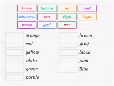 ingilizce renkler