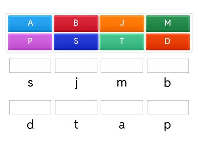 Uppercase and Lowercase Ss, Mm, Bb, Aa, Tt, Pp, Jj, Dd