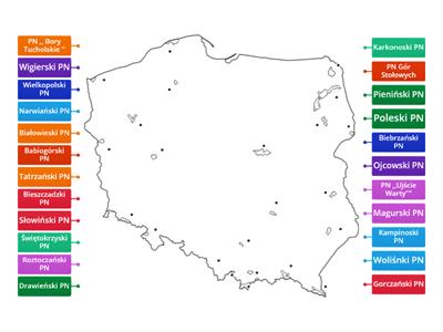 Wskaż miejsce Parków Narodowych 