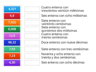 Relacionar según su lectura 