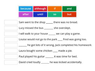 Conjunctions match up game