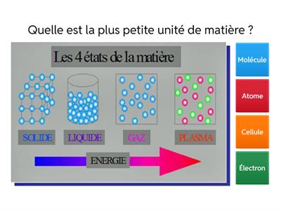 Quiz sur la Matière