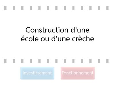 Vrai Faux : Investissement ou Fonctionnement