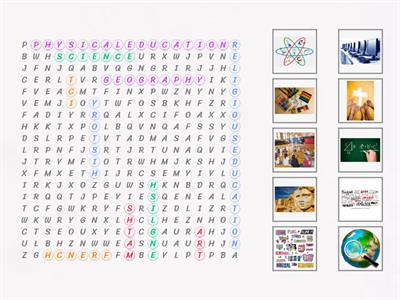 SCHOOL SUBJECTS (WORDSEARCH) 