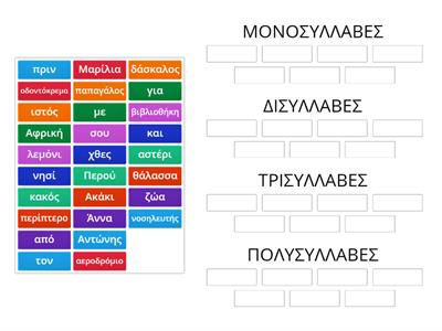 Μετρώ τις συλλαβές Β' τάξη