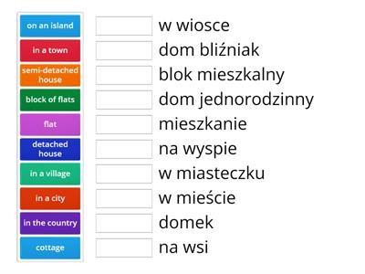 Vocabulary - Places to live