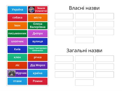 Іменники (загальні та власні назви)