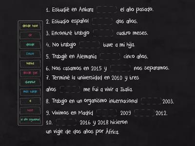 RELACIONAR ACONTECIMIENTOS PASADOS Y HABLAR DE LA DURACIÓN