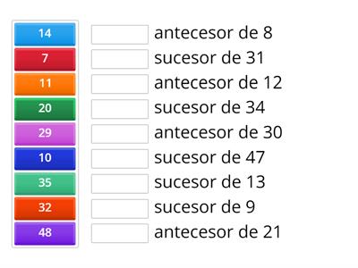 Antecesor y sucesor segundo basico