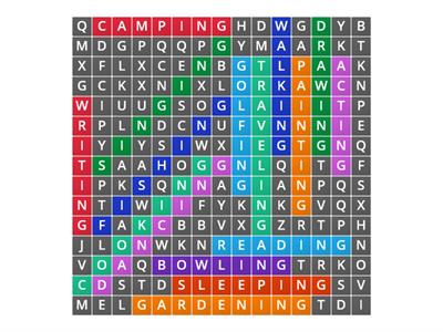 Hobbies - wordsearch