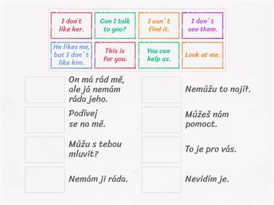 Object pronouns Czech translation