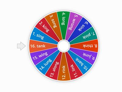 Phonics wheel nk ng