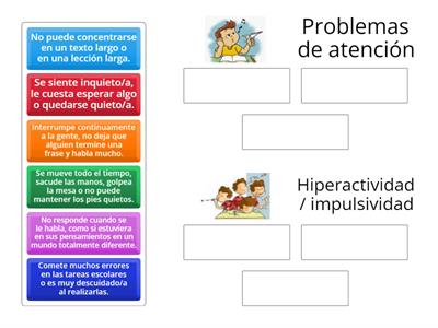 ¿Qué síntomas pertenecen a cada grupo de TDAH?