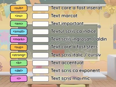 Asociază etichetele HTML cu efectele lor: