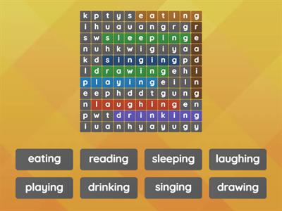 Wordsearch for action words
