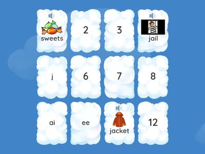 ai, j, oa, ie, ee, or phonics matching game