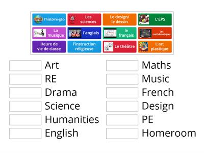 Les matières scolaires