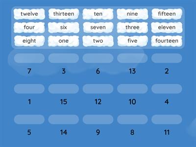 NUMBER 1-15 match up單字數字配對