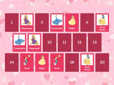 Memory Match Game Disney Princesses