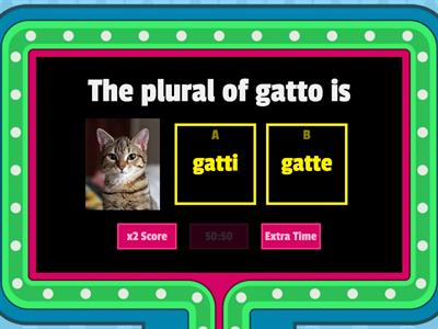 Plural Nouns (Gender Agreement) - Gameshow Quiz.