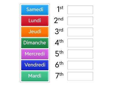 Les jours de la semaine jeux