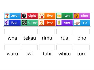 Counting to ten in Maori - Matching activity