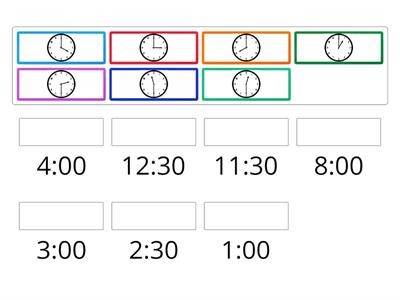 Cyfateb amseroedd digidol i analog (o'r gloch, hanner awr wedi, chwarter i a chwarter wedi)