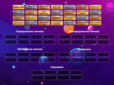 Виды односоставных предложений