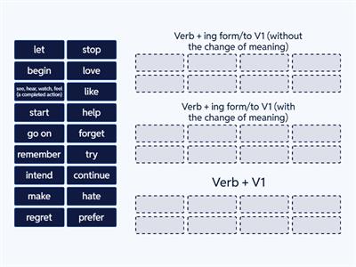 2D Verb + Infinitive / ing form