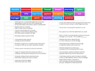 Vocabulary Words - Intro to cybersecurity