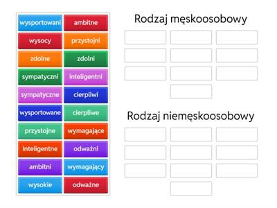 Rodzaj męskoosobowy/niemęskoosobowy(przymiotnik)