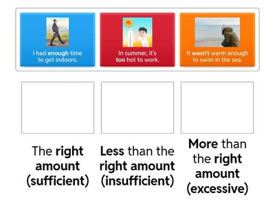 UNIT 10B/QUANTIFIERS: TOO/ENOUGH MEANING