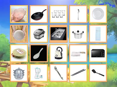 สุ่มเขียนคำศัพท์ 06 หมวดหมู่ของใช้ในครัว