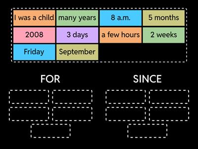 FOR vs SINCE (Present Perfect)