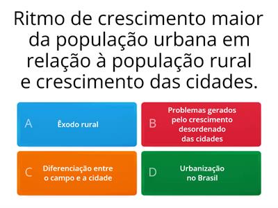 Urbanização Brasileira - Questionário