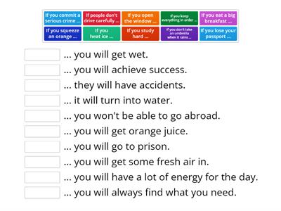 I conditional - match the sentences