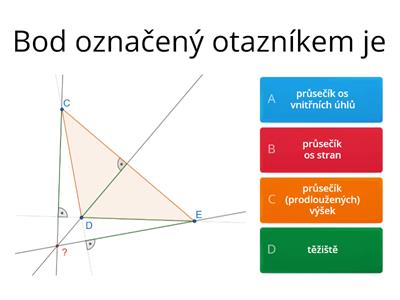 Těžnice, střední příčky, výšky, kružnice opsaná, vepsaná