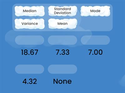 For the data set given  2,4,6,8,10,14 -  Match the following